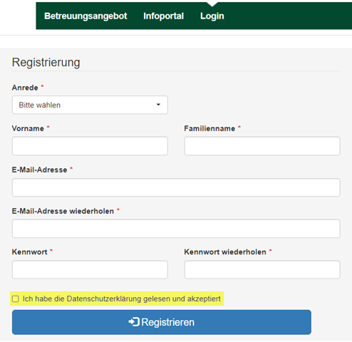 Registrierung